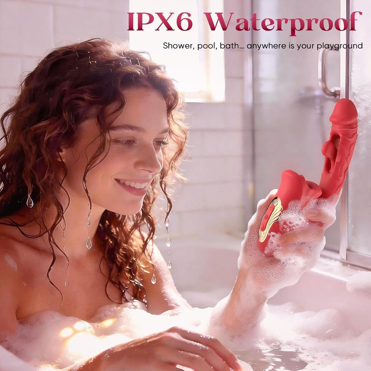 VelvetLick Rose Tongue Vibrator Flapping 10 Modes Waterproof