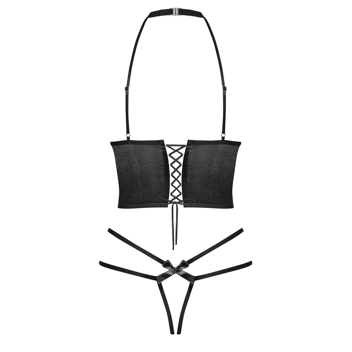 Obsessive Delishya Black Open Cup Corset & String