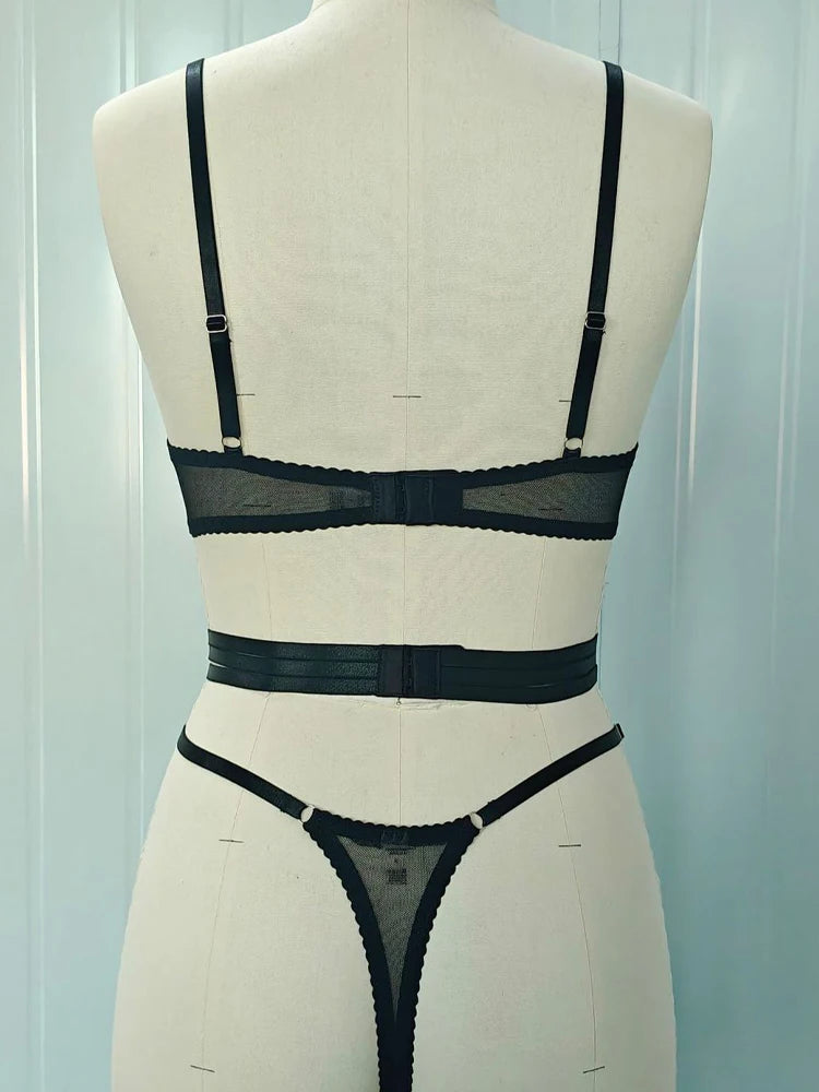 Belamimi Sexy Lingerie Halter Love Patchwork Split Kit Hollowout Bandage Skinny Exposed Navel Hot Interesting Erotic Adult Suit