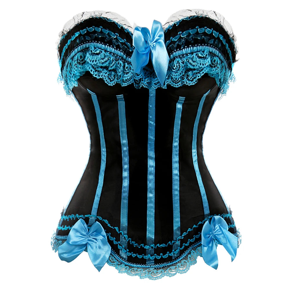 Pink Corset Top for Women Bustier Victorian Striped Sexy Corset Overbust Waist Slimming Corset Princess Halloween Costume