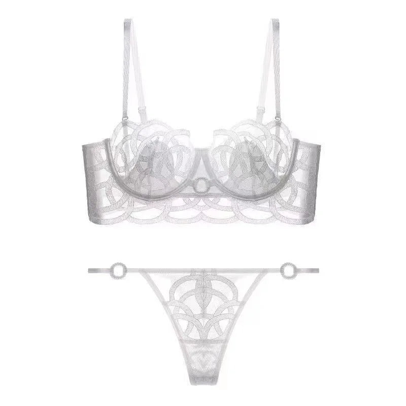 Logirlve sexy Hot Thin Bra Set Triangle Pants T Lingerie Set Brassiere Push Up Bra Women Underwear Set Female Lingerie