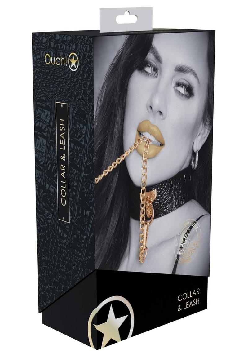Ouch! Rome Collection Collar with Gold Leash
