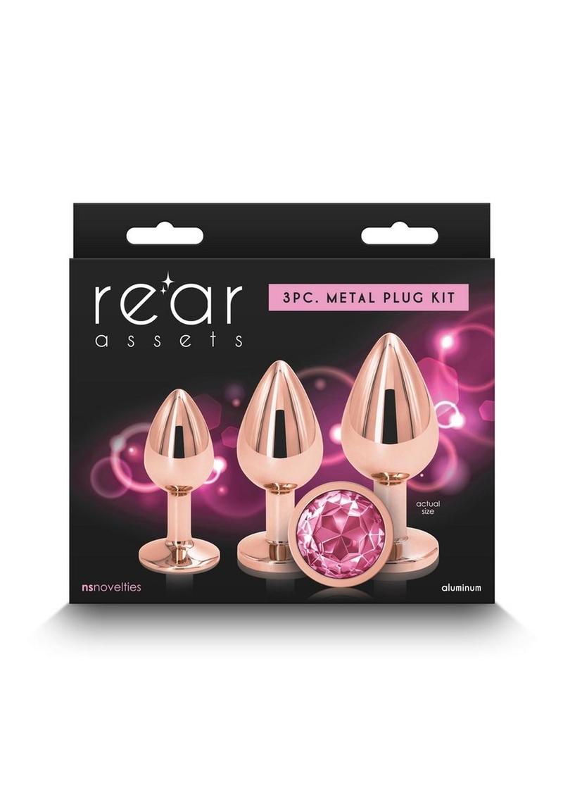 Rear Assets 3 Piece Metal Plug Kit Rainbow Aluminum with Gem Base