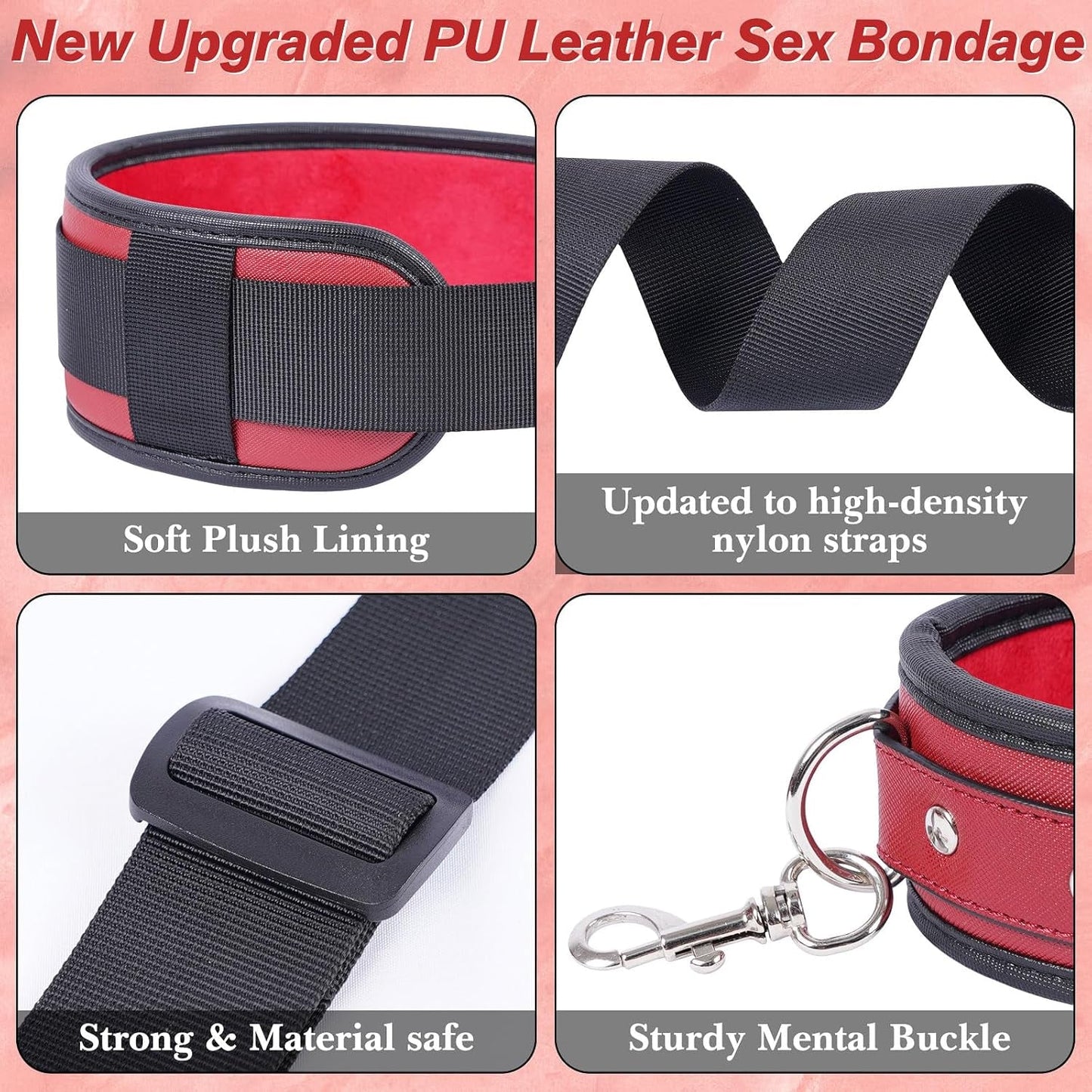 PlushLock PU Leather Sling Strap BDSM Kit with Cuffs