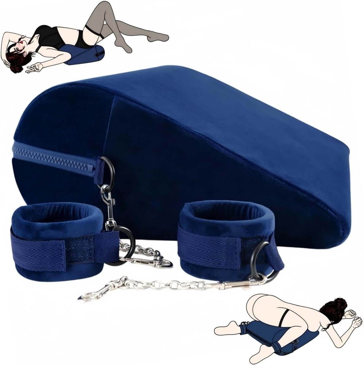 AzureRise Sex Position Pillow & BDSM Handcuffs | Blue