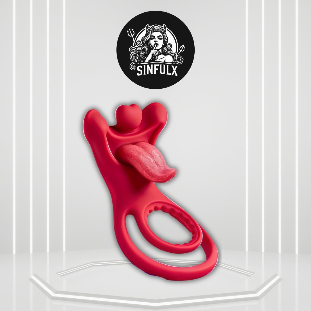 TongueFlex Cock Ring Clit Stimulator 9 Modes Silicone