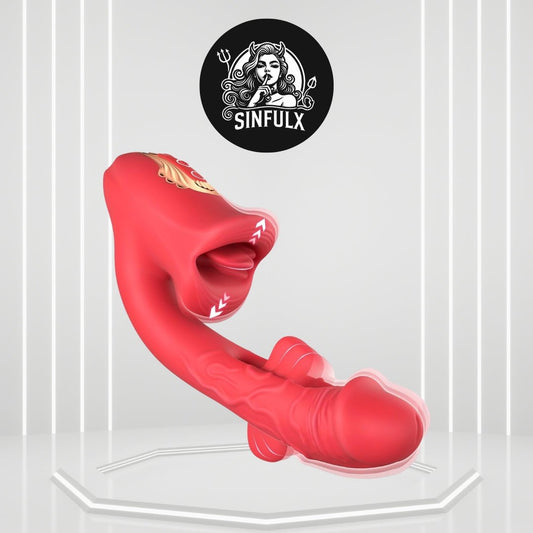 VelvetLick Rose Tongue Vibrator Flapping 10 Modes Waterproof