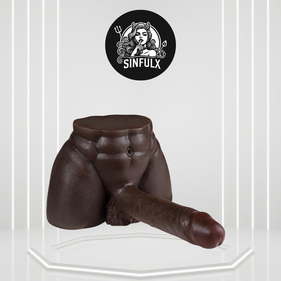 OnyxFlex Black Male Sex Doll Torso 7.8in Dildo 8LB
