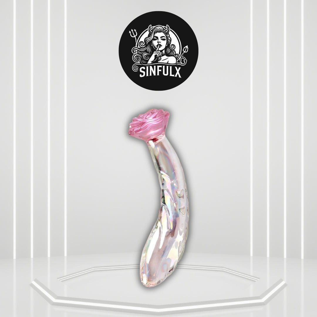 RoseGlass 7.2” Glass Dildo Rainbow G-Spot Anal Plug