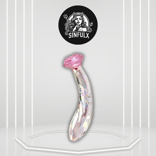 RoseGlass 7.2” Glass Dildo Rainbow G-Spot Anal Plug