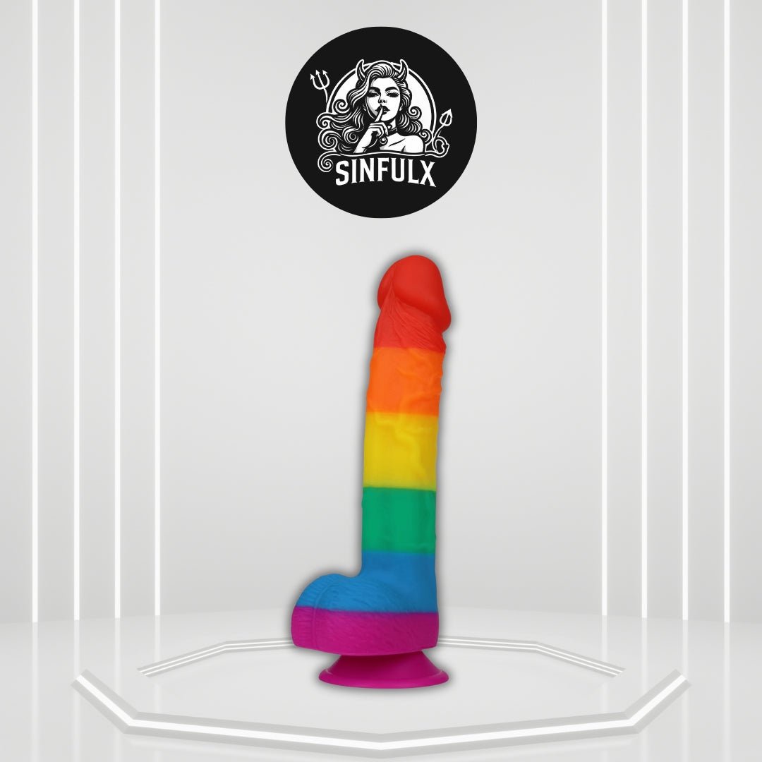 PrismCore 9.3” Rainbow Silicone Dildo Suction Cup G-Spot