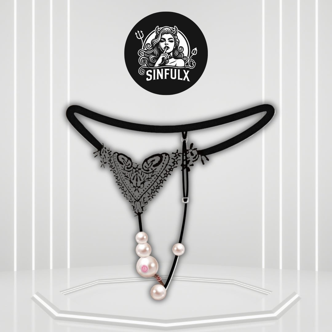 PearlVeil Vibrating Lace Thong | App Remote Panty Vibe
