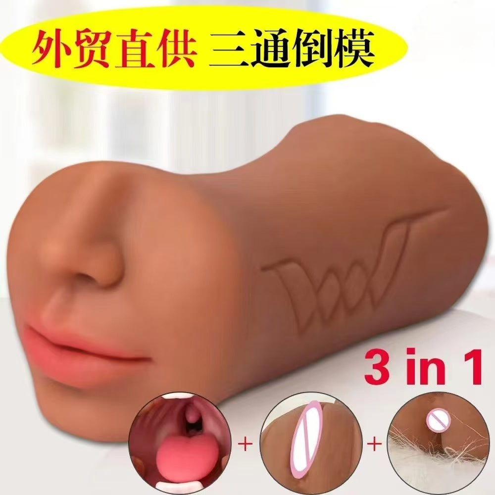 3 In 1 Pocket Pussy Male Masturbators With Lifelike Face, Sex Doll With Realistic Textured Mouth Vagina And Tight Anus
