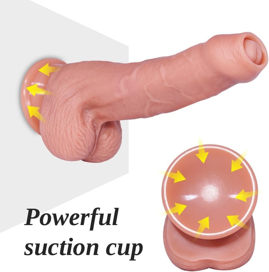 Foreskin 8” Realistic Foreskin Silicone Dildo with Suction Cup