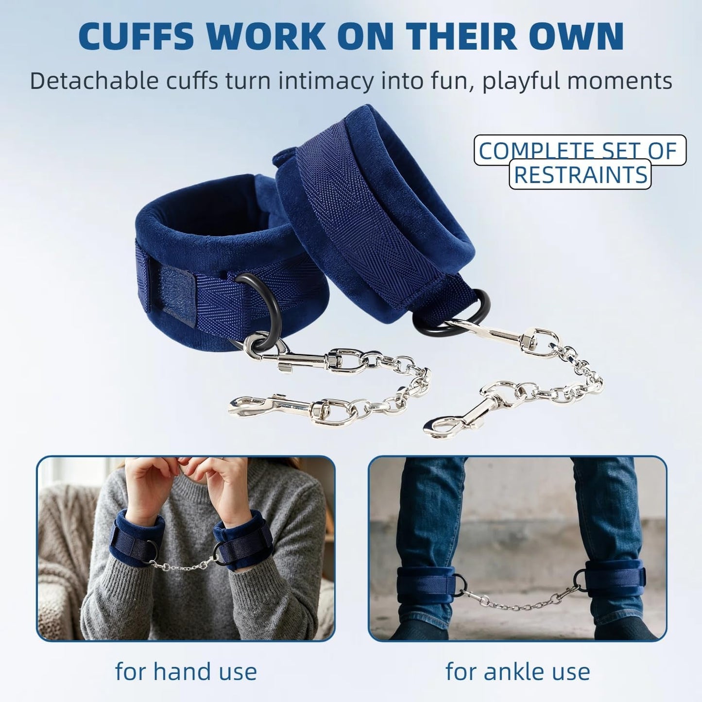 AzureRise Sex Position Pillow & BDSM Handcuffs | Blue