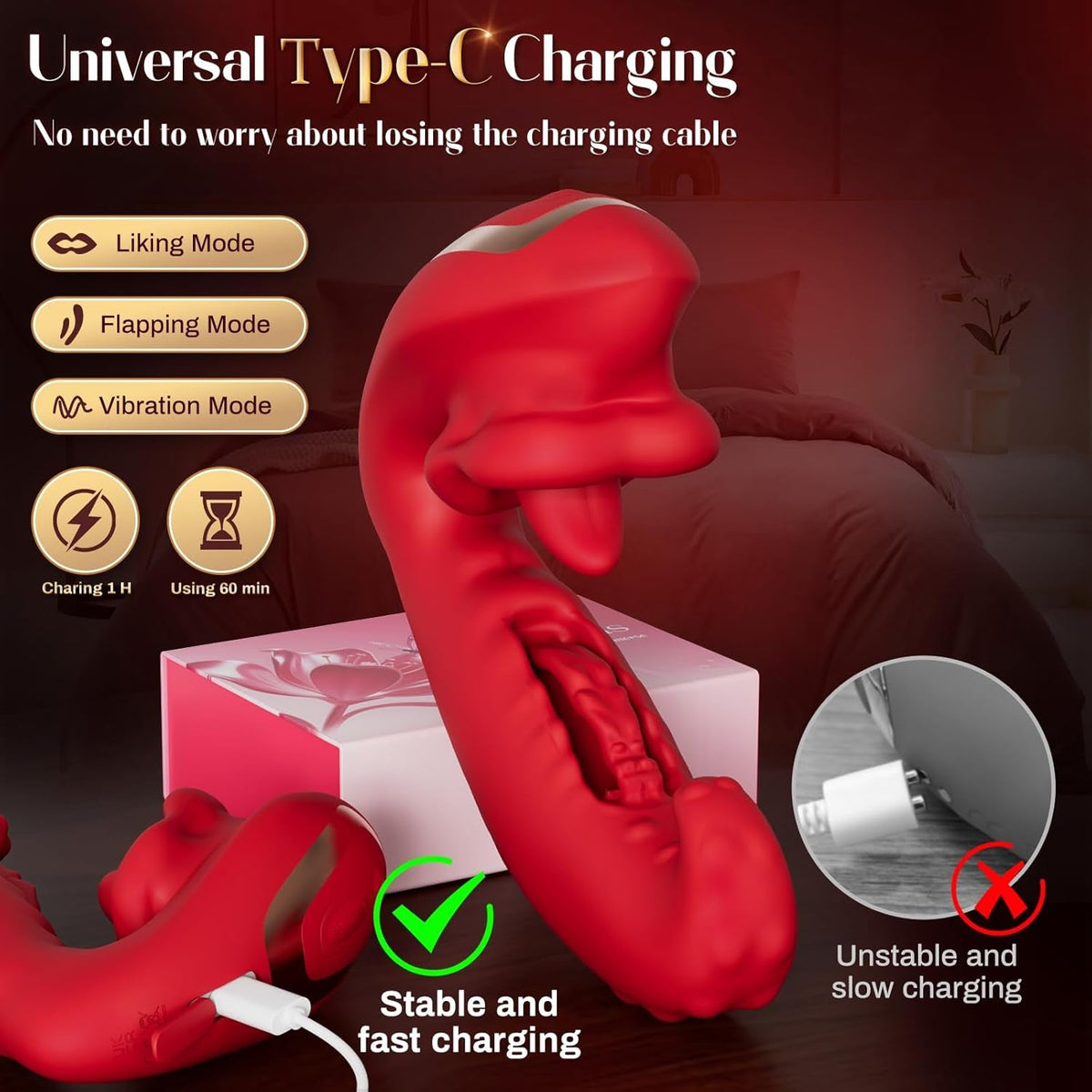 ElyraSync App Control G-Spot Vibrator 3-in-1 Tongue Toy
