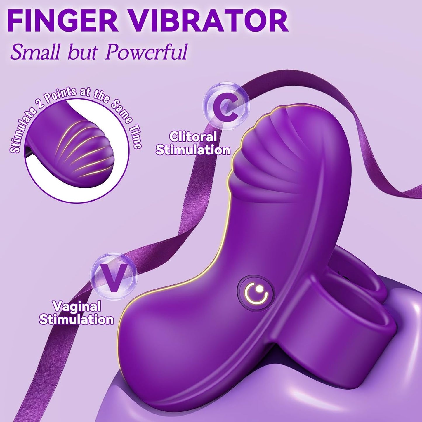 VioraX Finger Vibrator 10 Modes Waterproof Mini Purple