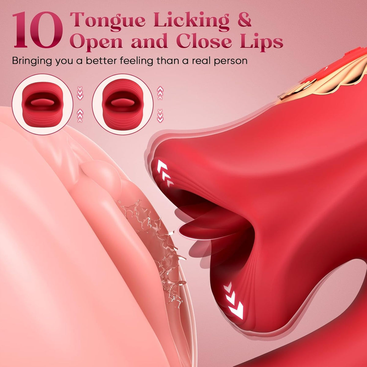 VelvetLick Rose Tongue Vibrator Flapping 10 Modes Waterproof