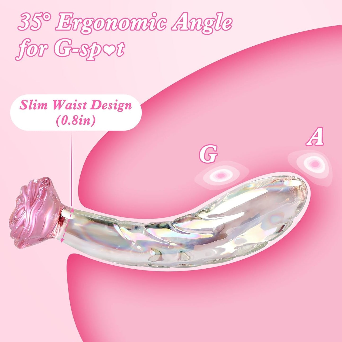 RoseGlass 7.2” Glass Dildo Rainbow G-Spot Anal Plug