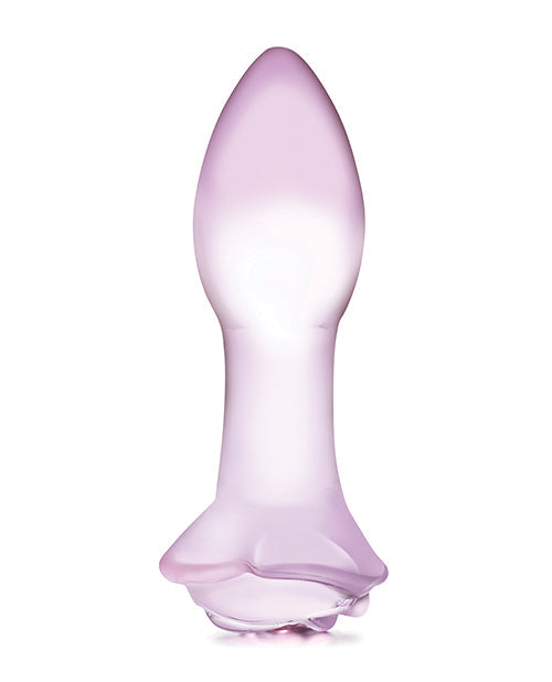 Glas 5" Rosebud Glass Butt Plug Pink