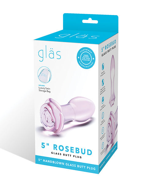 Glas 5" Rosebud Glass Butt Plug Pink