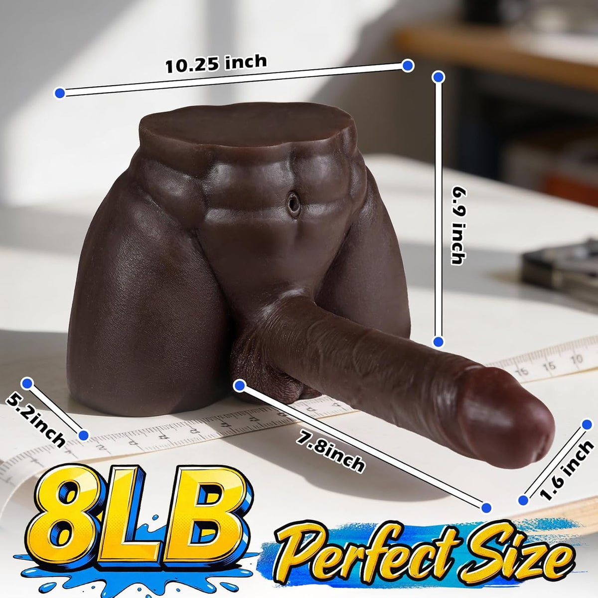 OnyxFlex Black Male Sex Doll Torso 7.8in Dildo 8LB
