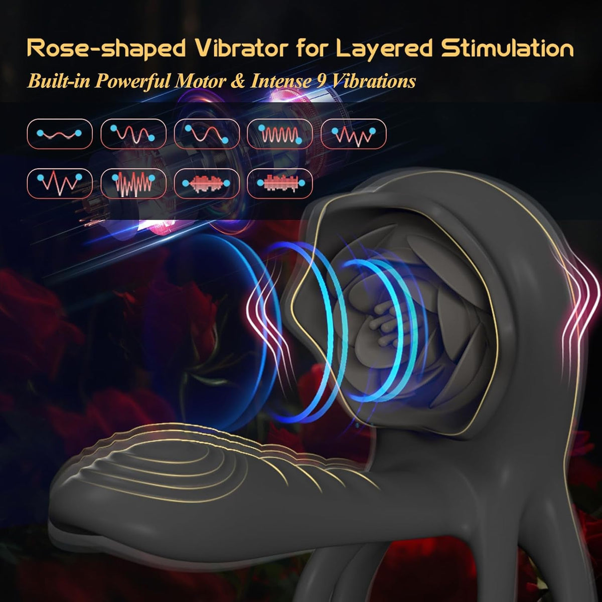 PetalCoreX Cock Ring Extender G-Spot Clit Vibrator 9 Modes