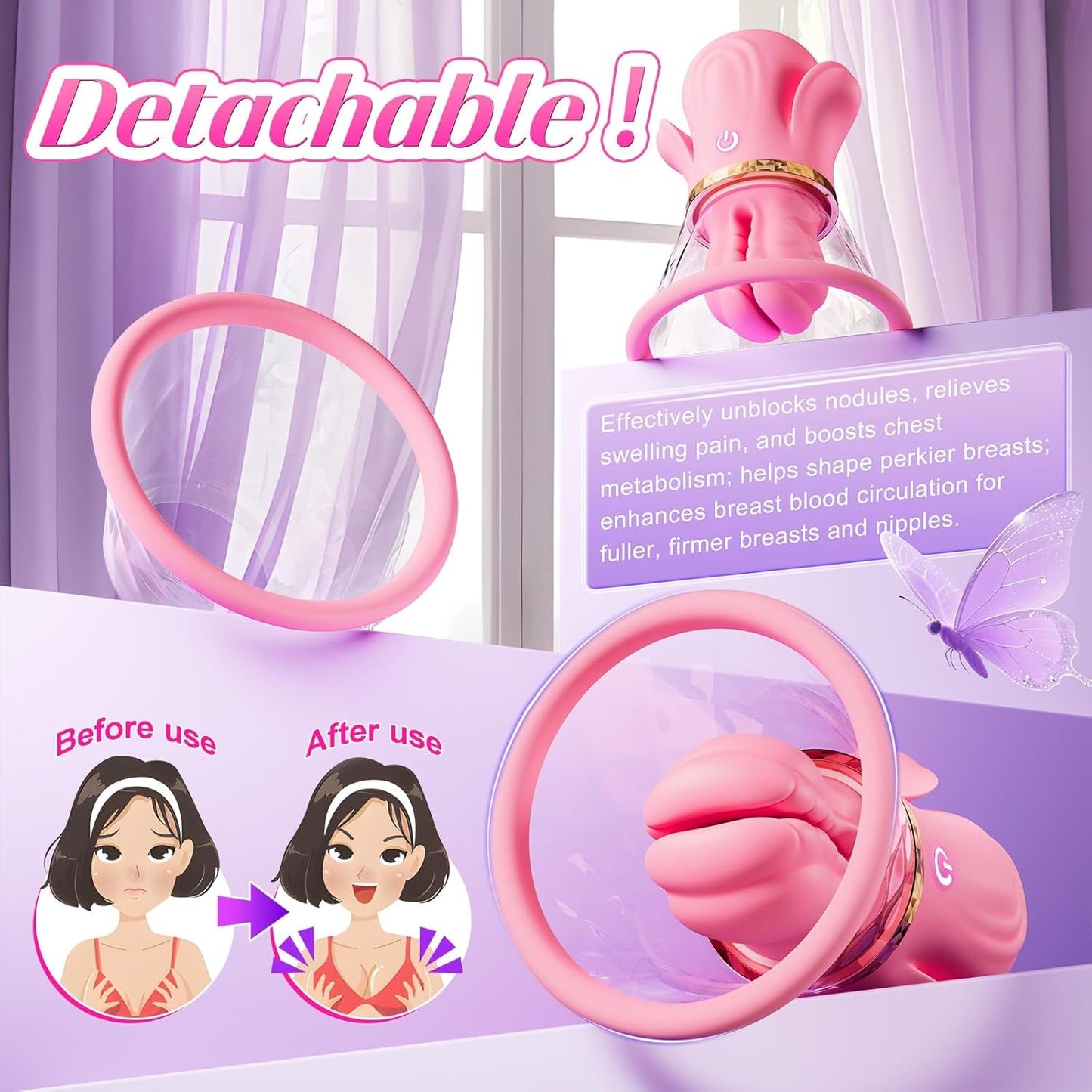 LuxeSuctionX Suction Nipple Vibrators 10 Modes – Soft Silicone