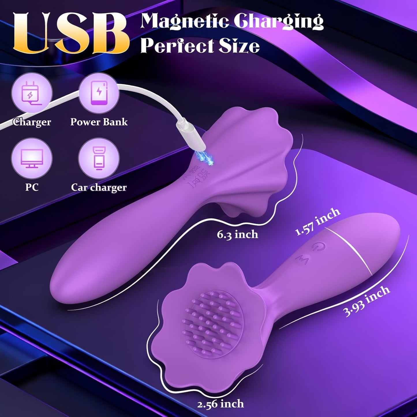 BrushPulse Dual-Ended Brush Vibrator with 10 Tapping modes