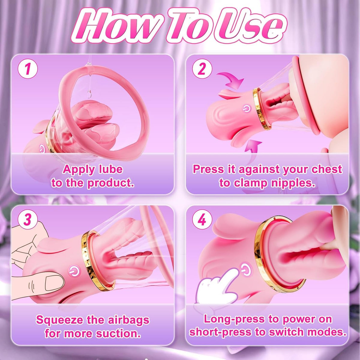 LuxeSuctionX Suction Nipple Vibrators 10 Modes – Soft Silicone