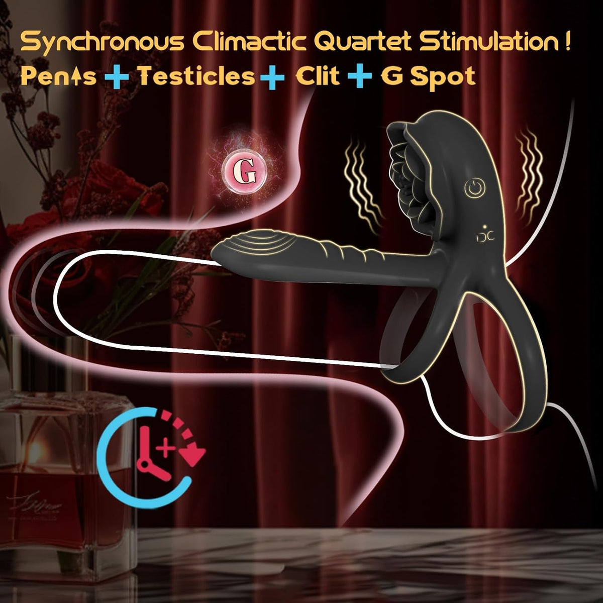 PetalCoreX Cock Ring Extender G-Spot Clit Vibrator 9 Modes
