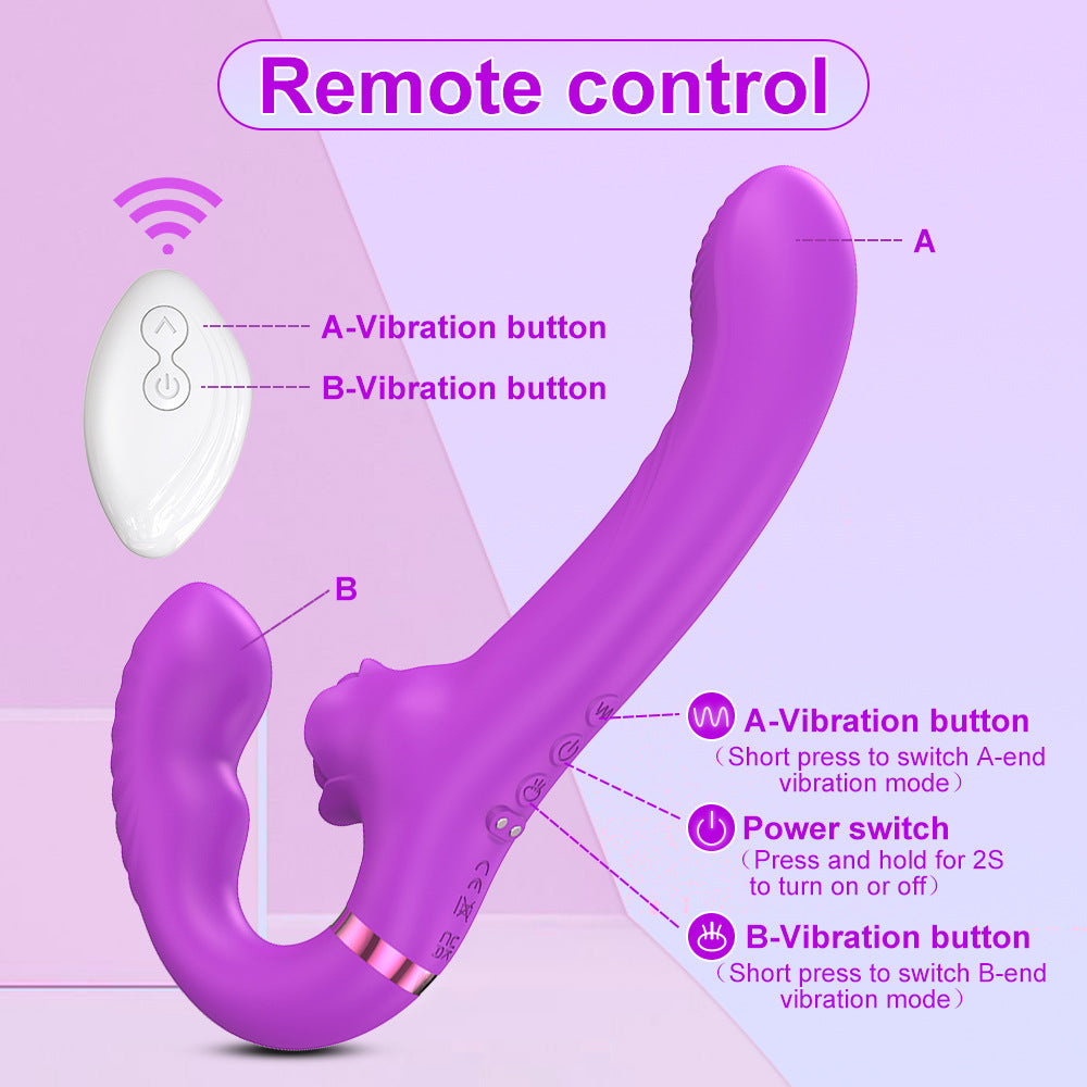 Strapless Strap On G-Spot Dildo Vibrator, Double Ended Wearable Stimulation With 10 Vibrating Modes & Remote Control, Anti-Slip Silicone Realistic Butt Plug, Sex- Toy For Women Couple Lesbian