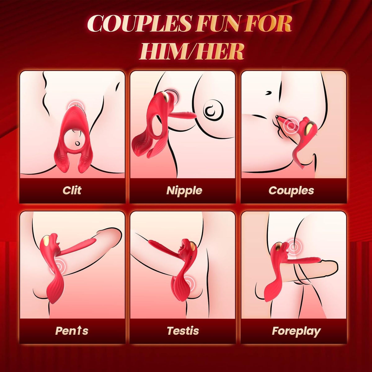 QuadWave 4 Motor Cock Ring Clit Stimulator 7 Modes Silicone