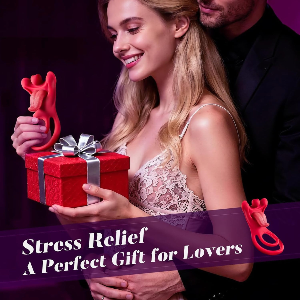TongueFlex Cock Ring Clit Stimulator 9 Modes Silicone