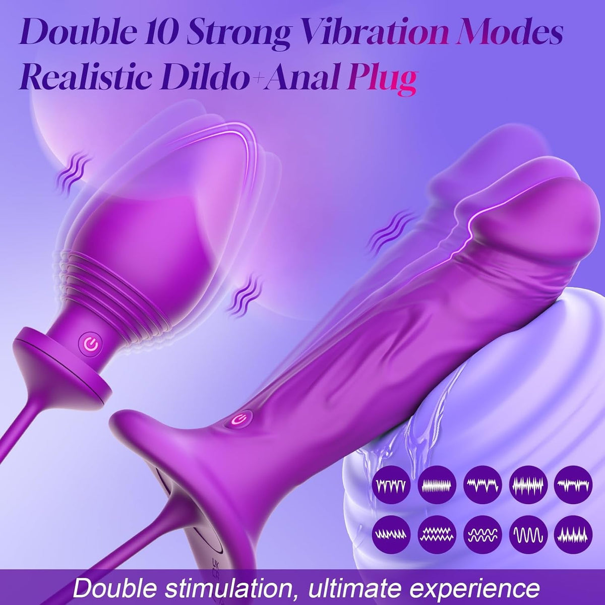 FusionFlex 3-in-1 Vibrating Dildo & Anal Plug Set Couples Toy