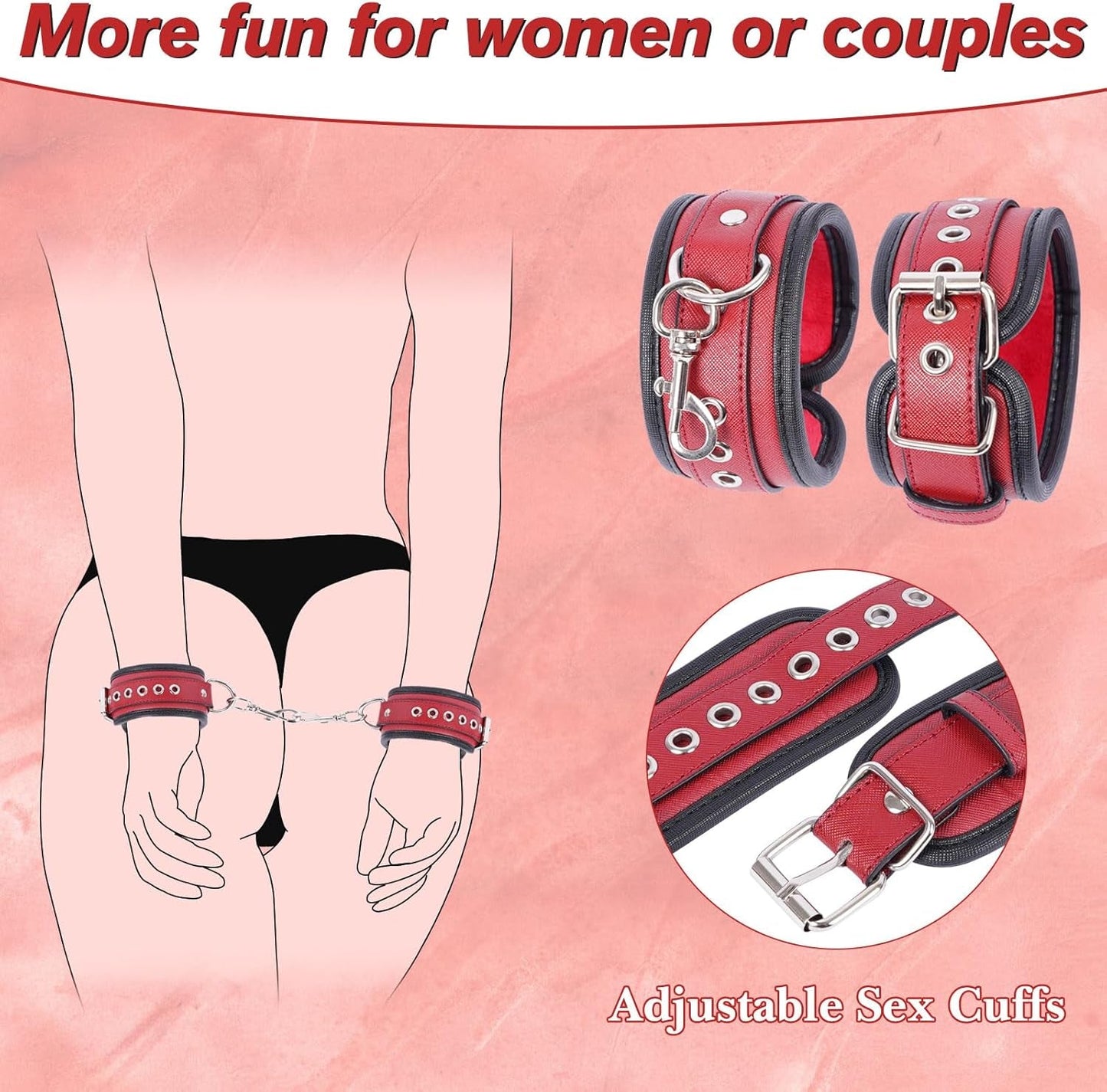 PlushLock PU Leather Sling Strap BDSM Kit with Cuffs