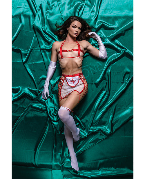 Role Play Naughty Nurse Costume Red & White M/L