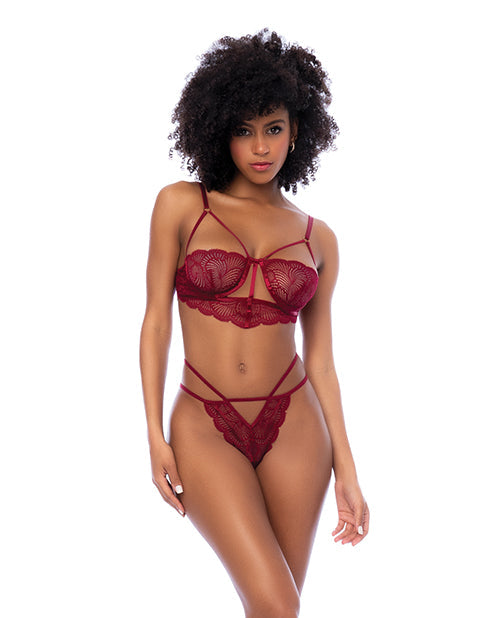Lace Underwire Top & Thong 2 pc Set - Rosewood L/XL
