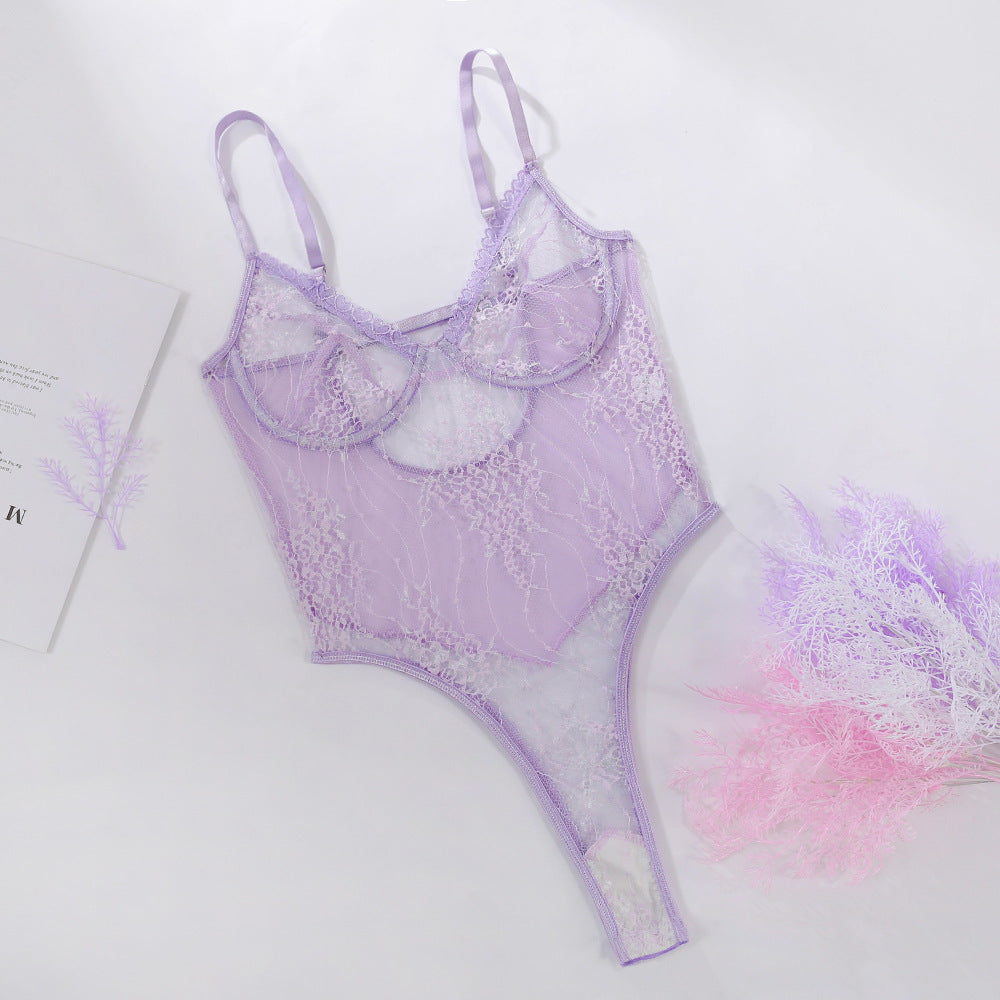 Summer Europe and the United States new sexy lingerie sexy ladies mesh perspective hollow strap sexy jumpsuit women Wholesale