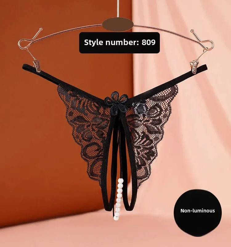 Sexy Underwear Underwear Women's Luminous Pearl Massage thong Open-end No-off Insertable European and American Nightclub Underwear