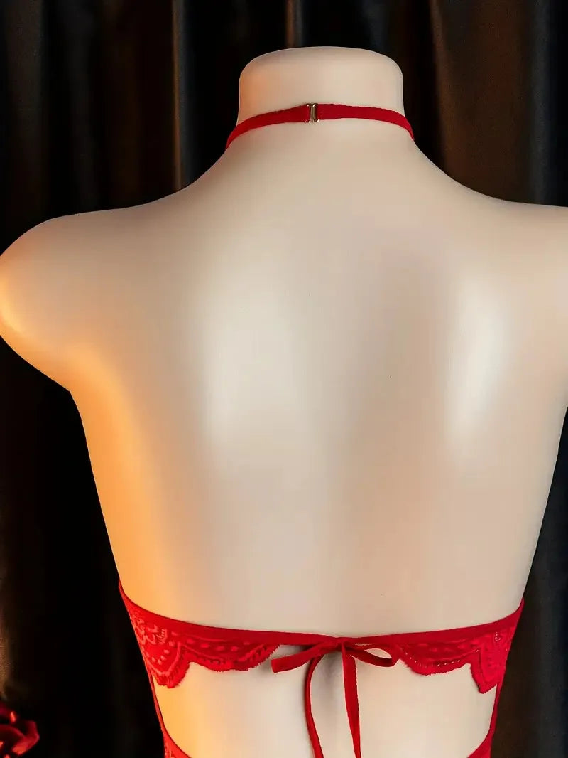 Front-Closure One-Piece Bra And Panty Set Women's Sexy Lingerie Crotchless Daring Apparel Soft Ultra-Thin Underwear Bodysuit Kit