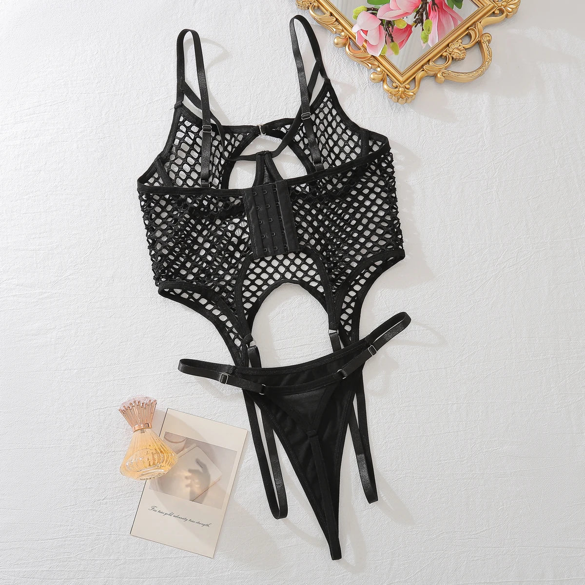 2025 sexy hollow-out fishnet bra ultra-thin see-through body-shaping slimming lingerie two-piece set