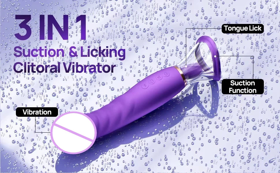 Sex Toy Vibrator for Woman 3 in 1 Clitoral Stimulator Tongue Licking G Spot Thrusting Dildo Vibrator, Nipple Licker for Toys