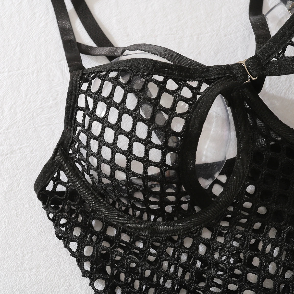 2025 sexy hollow-out fishnet bra ultra-thin see-through body-shaping slimming lingerie two-piece set