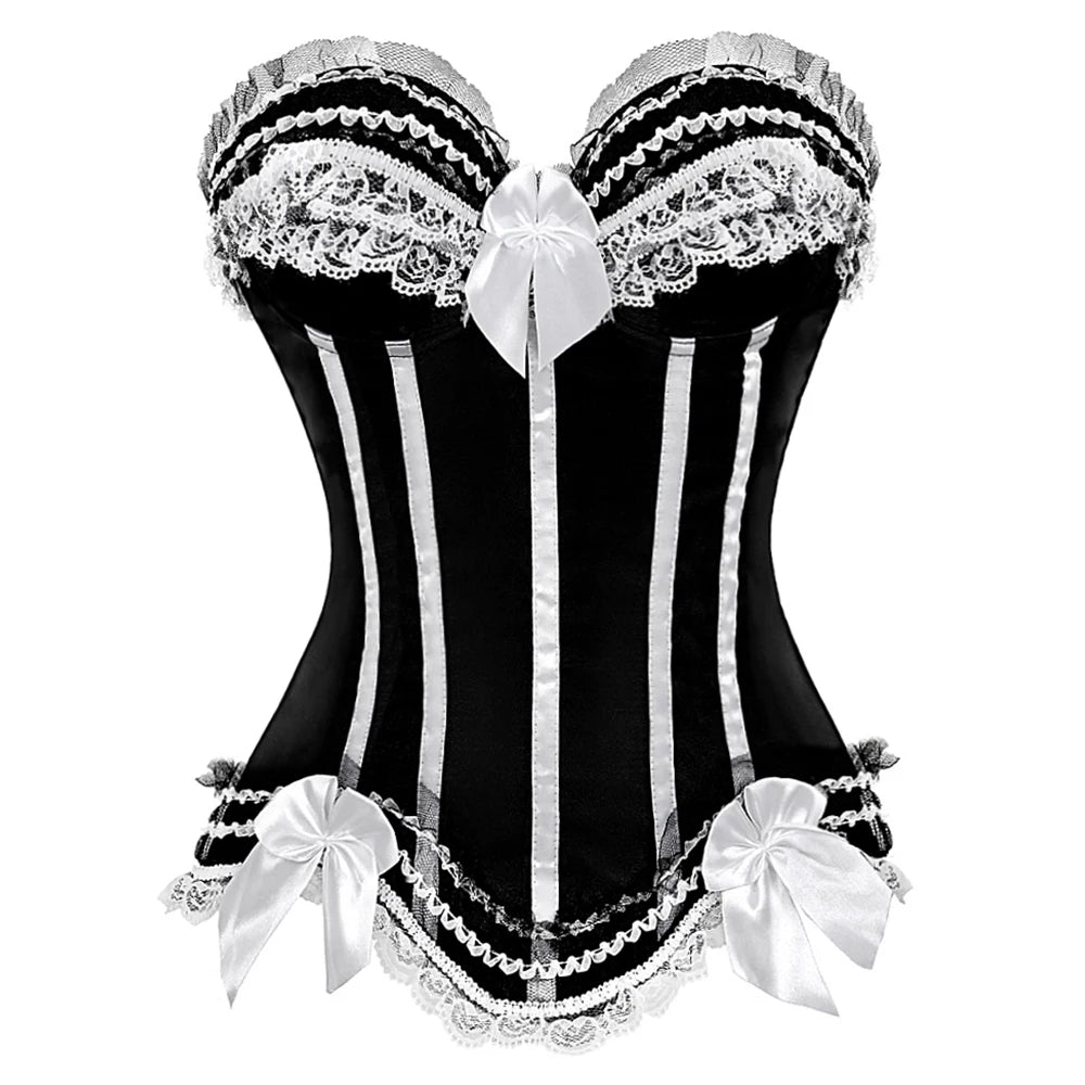 Pink Corset Top for Women Bustier Victorian Striped Sexy Corset Overbust Waist Slimming Corset Princess Halloween Costume