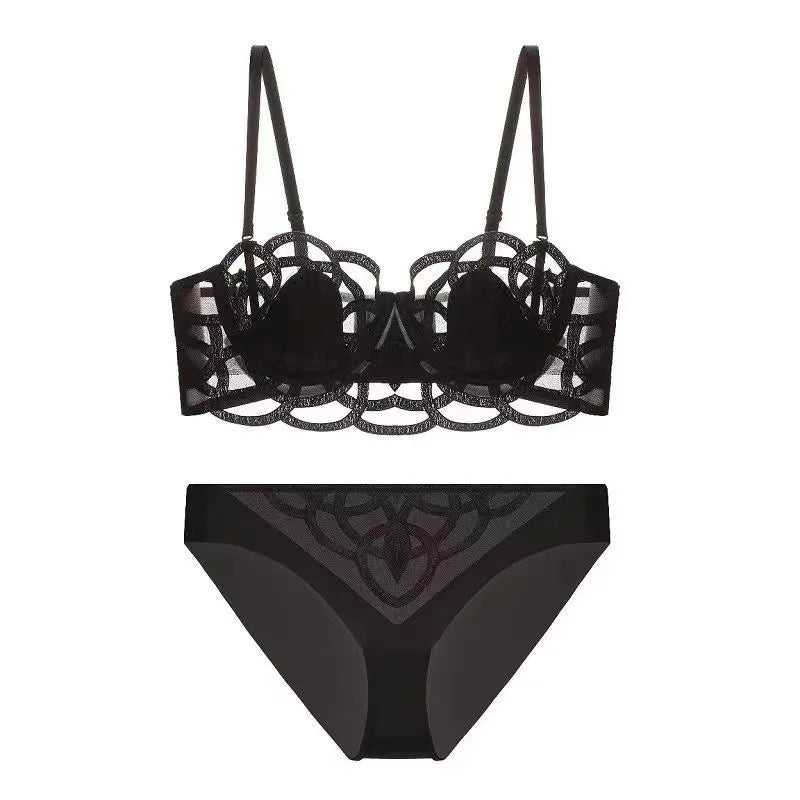 Logirlve sexy Hot Thin Bra Set Triangle Pants T Lingerie Set Brassiere Push Up Bra Women Underwear Set Female Lingerie