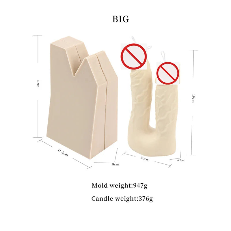 Handmade Lifelike DIY Prank Gift Male Body Organ 3D Stereo Bead Shape Men Dick Soap Plaster Decor Tool Silicon Penis Candle Mold