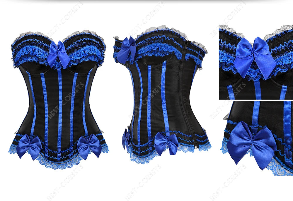 Pink Corset Top for Women Bustier Victorian Striped Sexy Corset Overbust Waist Slimming Corset Princess Halloween Costume