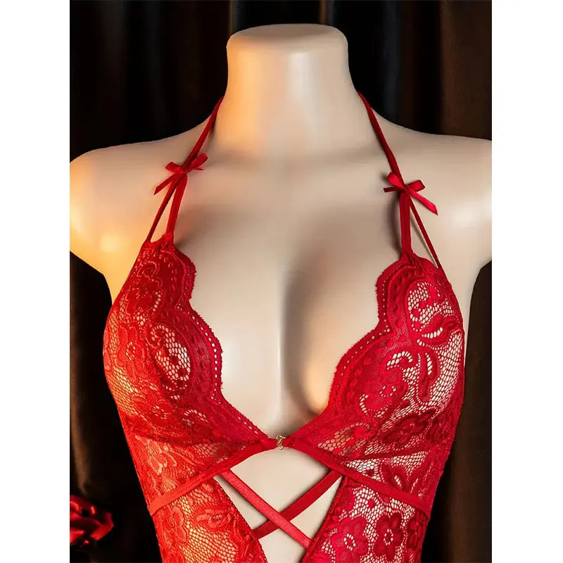 Front-Closure One-Piece Bra And Panty Set Women's Sexy Lingerie Crotchless Daring Apparel Soft Ultra-Thin Underwear Bodysuit Kit