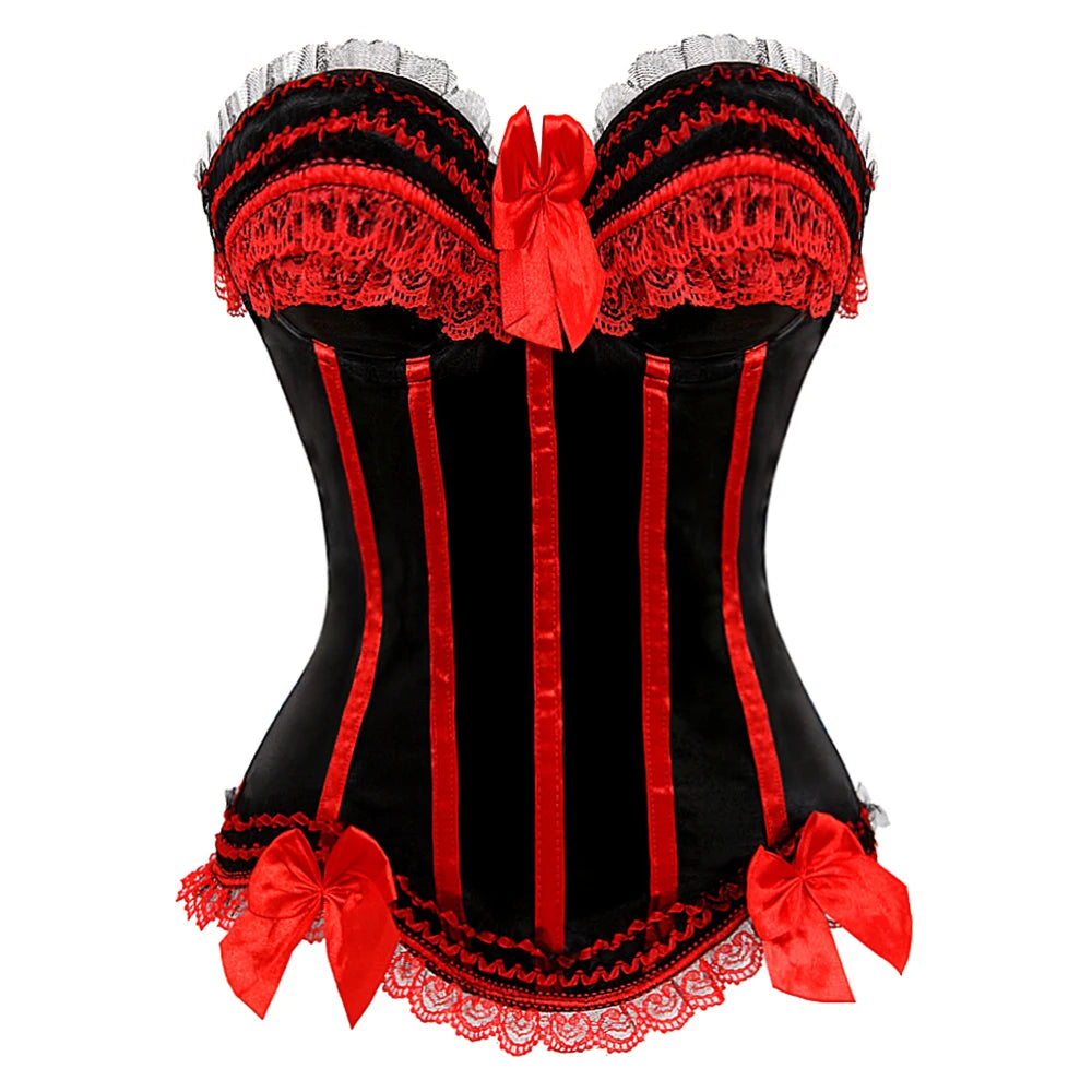 Pink Corset Top for Women Bustier Victorian Striped Sexy Corset Overbust Waist Slimming Corset Princess Halloween Costume